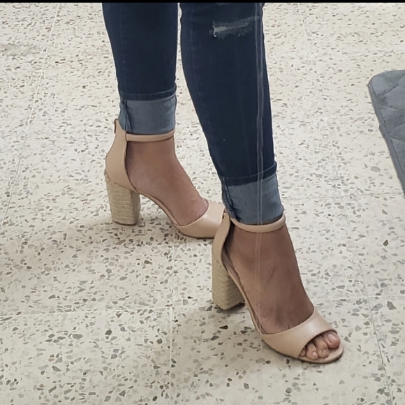 Lulu's- VEGAN LEATHER Nude Ankle Strap Heel - Picture 4 of 8